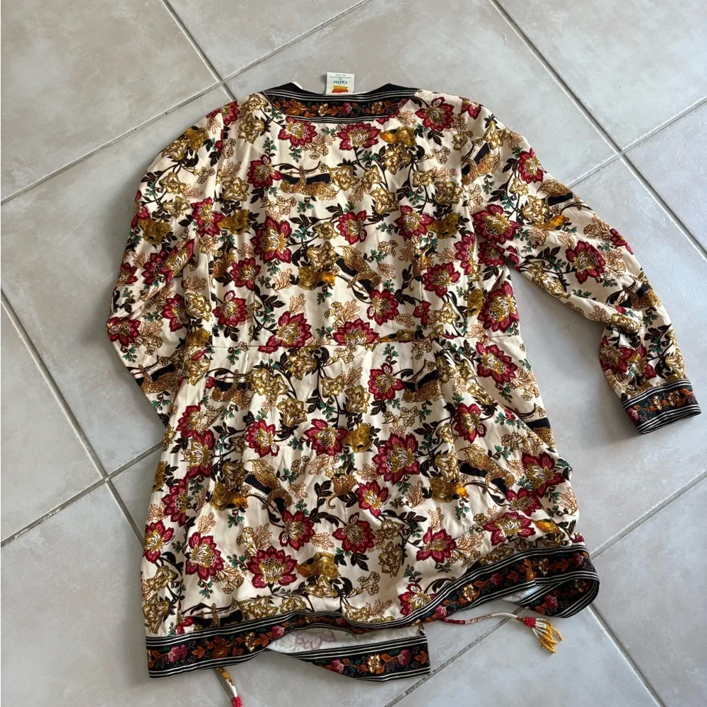 Farm Rio Long Sleeve Printed Wrap Mini Dress - Picture 5 of 6